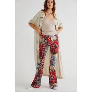 Free People Pull On Corduroy Printed Flares Size 27